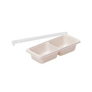 LD-344 [冷凍 保存 容器 小分け トレー お弁当 おかず 離乳食 作り置き 角中・小判中カップ×2マス 2個組 ワームグレー]