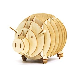 Wooden Art ki-gu-mi ブタの貯金箱 [クラフトトイ]