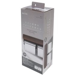 ウッド＆スチール棚付 ペーパーホルダー 2連