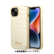GUHCP14SHGCRHD [iPhone 14用 GUESS-PU CROCO CASE WITH METAL CAMERA OUTLINE - GOLD]