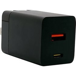 USB 急速充電器 USB PD（パワーデリバリー）対応 33W USB-C×1/USB-A×1 90°回転式収納プラグ BK RACCA33W01BK