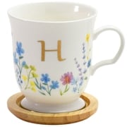 パルテール マグカップ 約350ml /木製コースター付/ イニシャル / 「H」 112102