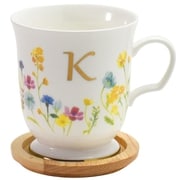 パルテール マグカップ 約350ml /木製コースター付/ イニシャル / 「K」 112103