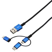 変換コネクタ付 PREMIUM 3Wayケーブル 2.4A 1m ブルー BUS3WAN100BL