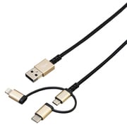 変換コネクタ付 PREMIUM 3Wayケーブル 2.4A 1m ゴールド BUS3WAN100GD