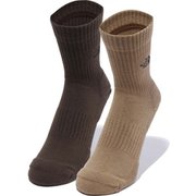TNF ロゴ 2P クルー TNF Logo 2P Crew NN82310 ニュートープグリーン×ユーティリティブラウン(NU) Mサイズ(25-27cm) [アウトドア ソックス]