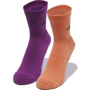TNF ロゴ 2P クルー ユニセックス ソックス パープルカクタスフラワー×DCオレンジ(PD) Sサイズ(23-25cm) NN82310