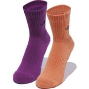TNF ロゴ 2P クルー ユニセックス ソックス パープルカクタスフラワー×DCオレンジ(PD) Lサイズ(27-29cm) NN82310