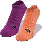 TNF ロゴ 2P ショート ユニセックス ソックス パープルカクタスフラワー×DCオレンジ(PD) Sサイズ(23-25cm) NN82311