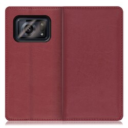 WORK10AO-RD-AR6 [LOOF Royale AQUOS R6用 本革スマホケース/スタンド機能＆カードポケット付き ワインレッド]