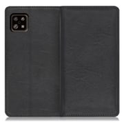 WORK10AO-BK-ASE6 [LOOF Royale AQUOS sense6/6s用 本革スマホケース/スタンド機能＆カードポケット付き ブラック]