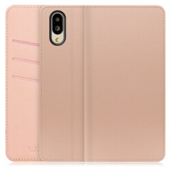 WORK13AO-NEWPK-SMP65G [LOOF SKIN AQUOS シンプルスマホ6用 PUレザースマホケース/スタンド機能＆カードポケット付き シャンパンローズ]