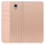 WORK13AO-NEWPK-SENP [LOOF SKIN AQUOS sense plus用 PUレザースマホケース/スタンド機能＆カードポケット付き シャンパンローズ]