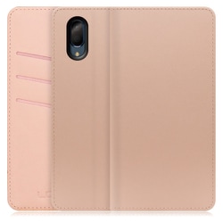 WORK13AO-NEWPK-SEN3P [LOOF SKIN AQUOS sense3 plus用 PUレザースマホケース/スタンド機能＆カードポケット付き シャンパンローズ]