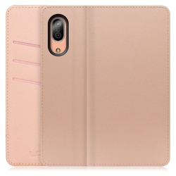 WORK13AO-NEWPK-SEN3 [LOOF SKIN AQUOS sense3/sense3 lite/sense3 basic用 PUレザースマホケース/スタンド機能＆カードポケット付き シャンパンローズ]