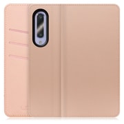 WORK13AO-NEWPK-AZ5GB [LOOF SKIN AQUOS zero5G basic用 PUレザースマホケース/スタンド機能＆カードポケット付き シャンパンローズ]