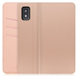 WORK13AO-NEWPK-AWISH [LOOF SKIN AQUOS wish/wish2用 PUレザースマホケース/スタンド機能＆カードポケット付き シャンパンローズ]