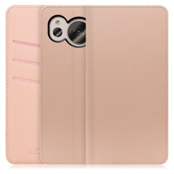 WORK13AO-NEWPK-ASE7P [LOOF SKIN AQUOS sense7 Plus用 PUレザースマホケース/スタンド機能＆カードポケット付き シャンパンローズ]