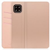 WORK13AO-NEWPK-ASE4 [LOOF SKIN AQUOS sense5G/sense4 basic/sense4 lite用 PUレザースマホケース/スタンド機能＆カードポケット付き シャンパンローズ]