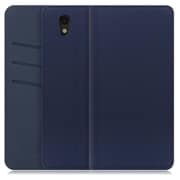 WORK13AO-NEWNY-SEN [LOOF SKIN AQUOS sense basic/sense lite用 PUレザースマホケース/スタンド機能＆カードポケット付き ネイビー]