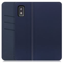WORK13AO-NEWNY-AWISH [LOOF SKIN AQUOS wish/wish2用 PUレザースマホケース/スタンド機能＆カードポケット付き ネイビー]