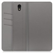 WORK13AO-NEWGY-SEN [LOOF SKIN AQUOS sense basic/sense lite用 PUレザースマホケース/スタンド機能＆カードポケット付き グレー]