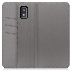 WORK13AO-NEWGY-AWISH [LOOF SKIN AQUOS wish/wish2用 PUレザースマホケース/スタンド機能＆カードポケット付き グレー]