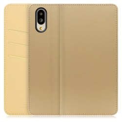 WORK13AO-NEWGD-SMP65G [LOOF SKIN AQUOS シンプルスマホ6用 PUレザースマホケース/スタンド機能＆カードポケット付き ゴールド]