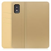 WORK13AO-NEWGD-AWISH [LOOF SKIN AQUOS wish/wish2用 PUレザースマホケース/スタンド機能＆カードポケット付き ゴールド]