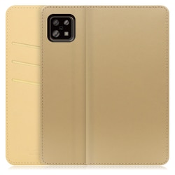 WORK13AO-NEWGD-ASE6 [LOOF SKIN AQUOS sense6/6s用 PUレザースマホケース/スタンド機能＆カードポケット付き ゴールド]