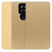 WORK13AO-NEWGD-ASE4P [LOOF SKIN AQUOS sense4 plus用 PUレザースマホケース/スタンド機能＆カードポケット付き ゴールド]
