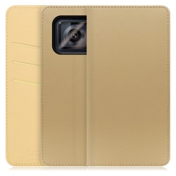 WORK13AO-NEWGD-AR6 [LOOF SKIN AQUOS R6用 PUレザースマホケース/スタンド機能＆カードポケット付き ゴールド]