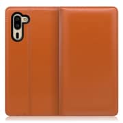 WORK14AO-OG-SMP5 [LOOF Simplle AQUOS シンプルスマホ5用 本革スマホケース/スタンド機能＆カードポケット付き オレンジ]