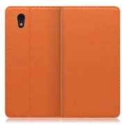 WORK16AO-OG-SEN [LOOF Simplle AQUOS sense basic/sense lite用 本革スマホケース/スタンド機能＆カードポケット付き オレンジ]