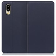 WORK16AO-NY-SMP65G [LOOF Simplle AQUOS シンプルスマホ6用 本革スマホケース/スタンド機能＆カードポケット付き ネイビー]