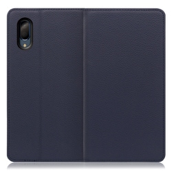 WORK16AO-NY-SEN3P [LOOF Simplle AQUOS sense3 plus用 本革スマホケース/スタンド機能＆カードポケット付き ネイビー]