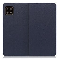 WORK16AO-NY-ASE6 [LOOF Simplle AQUOS sense6/6s用 本革スマホケース/スタンド機能＆カードポケット付き ネイビー]