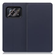 WORK16AO-NY-AR6 [LOOF Simplle AQUOS R6用 本革スマホケース/スタンド機能＆カードポケット付き ネイビー]