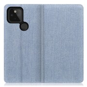 WORK17GG-LTBU-GPX5 [LOOF Simplle Google Pixel 5用 デニム生地スマホケース/スタンド機能＆カードポケット付き ライトブルー]