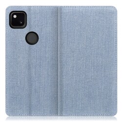 WORK17GG-LTBU-GPX4A [LOOF Simplle Google Pixel 4a用 デニム生地スマホケース/スタンド機能＆カードポケット付き ライトブルー]