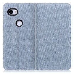 WORK17GG-LTBU-3A [LOOF Simplle Google Pixel 3a用 デニム生地スマホケース/スタンド機能＆カードポケット付き ライトブルー]