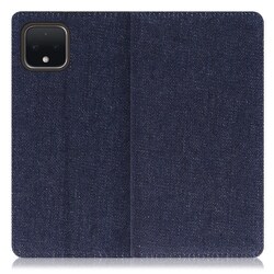 WORK17GG-BU-PX4 [LOOF Simplle Google Pixel 4用 デニム生地スマホケース/スタンド機能＆カードポケット付き ブルー]