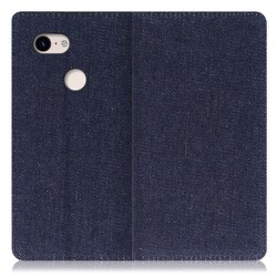 WORK17GG-BU-PX3 [LOOF Simplle Google Pixel 3用 デニム生地スマホケース/スタンド機能＆カードポケット付き ブルー]