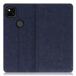WORK17GG-BU-GPX4A [LOOF Simplle Google Pixel 4a用 デニム生地スマホケース/スタンド機能＆カードポケット付き ブルー]