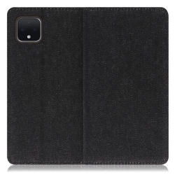 WORK17GG-BK-PX4XL [LOOF Simplle Google Pixel 4 XL用 デニム生地スマホケース/スタンド機能＆カードポケット付き ブラック]