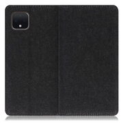 WORK17GG-BK-PX4XL [LOOF Simplle Google Pixel 4 XL用 デニム生地スマホケース/スタンド機能＆カードポケット付き ブラック]