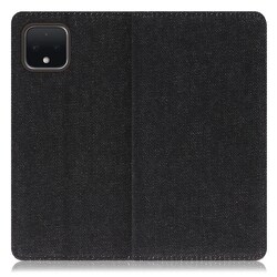 WORK17GG-BK-PX4 [LOOF Simplle Google Pixel 4用 デニム生地スマホケース/スタンド機能＆カードポケット付き ブラック]