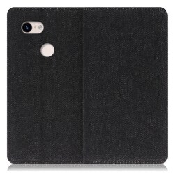 WORK17GG-BK-PX3 [LOOF Simplle Google Pixel 3用 デニム生地スマホケース/スタンド機能＆カードポケット付き ブラック]