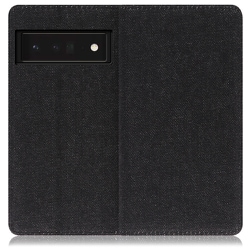 WORK17GG-BK-GPX6P [LOOF Simplle Google Pixel 6 Pro用 デニム生地スマホケース/スタンド機能＆カードポケット付き ブラック]