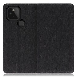 WORK17GG-BK-GPX5 [LOOF Simplle Google Pixel 5用 デニム生地スマホケース/スタンド機能＆カードポケット付き ブラック]